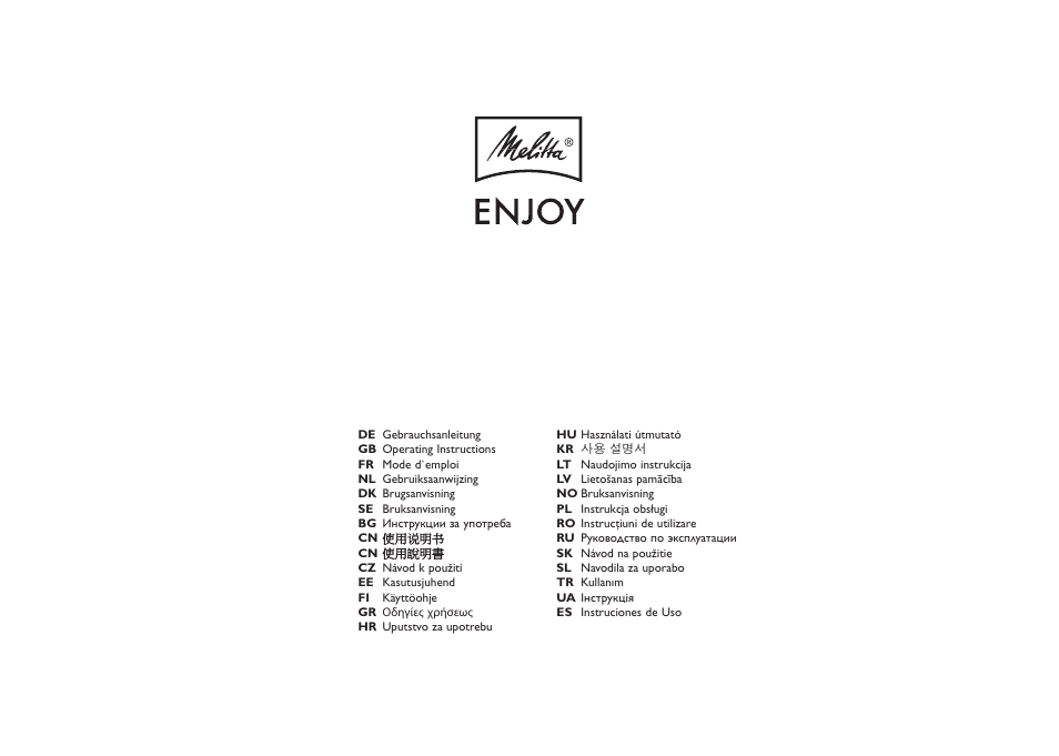 Melitta Enjoy User Manual | 23 pages