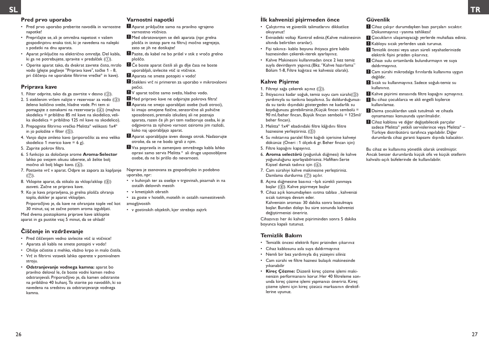 Tr sl | Melitta Enjoy User Manual | Page 14 / 23