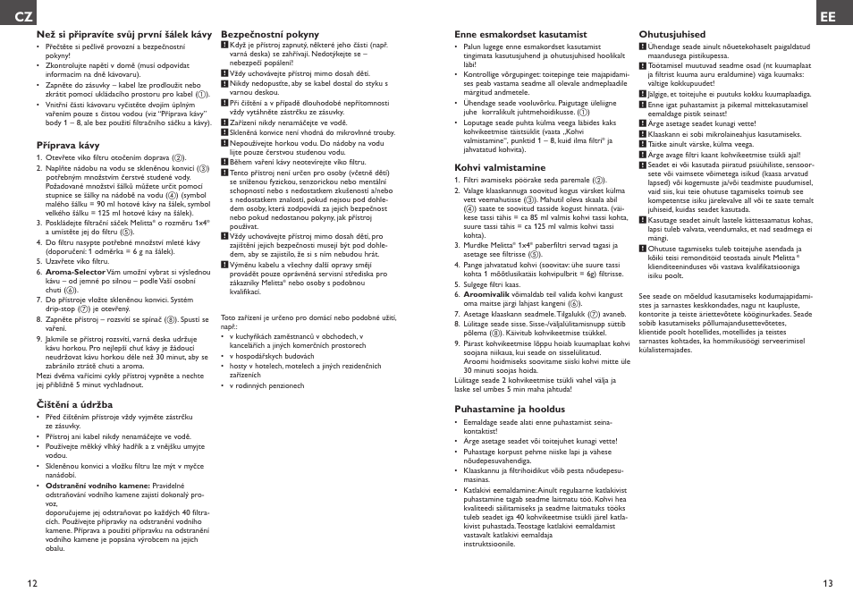Ee cz | Melitta Enjoy User Manual | Page 7 / 23