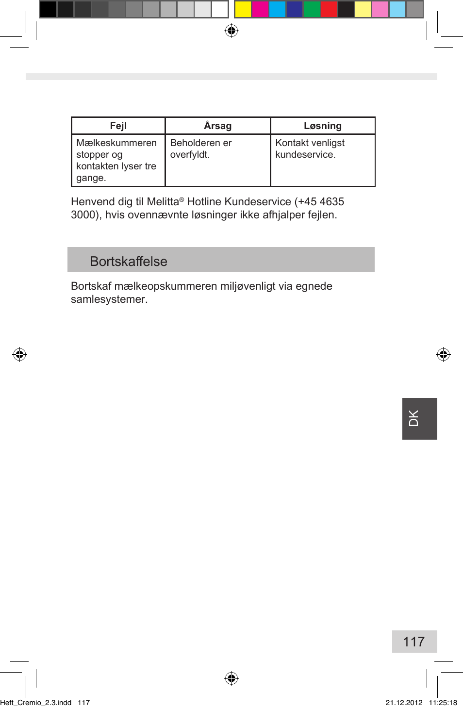 Bortskaffelse | Melitta Cremio User Manual | Page 119 / 172