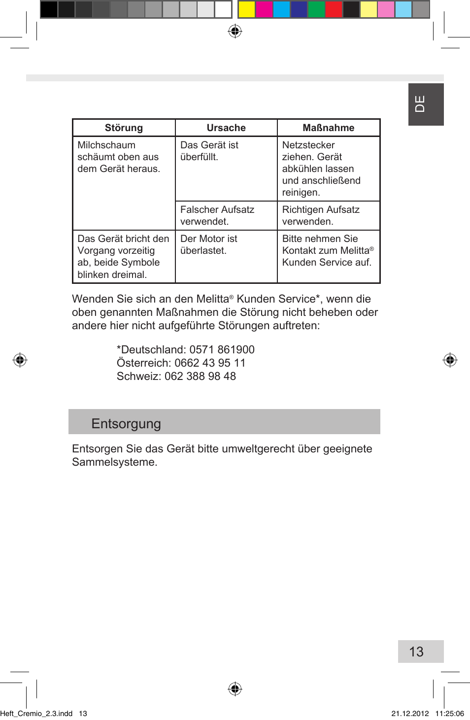 Entsorgung | Melitta Cremio User Manual | Page 15 / 172