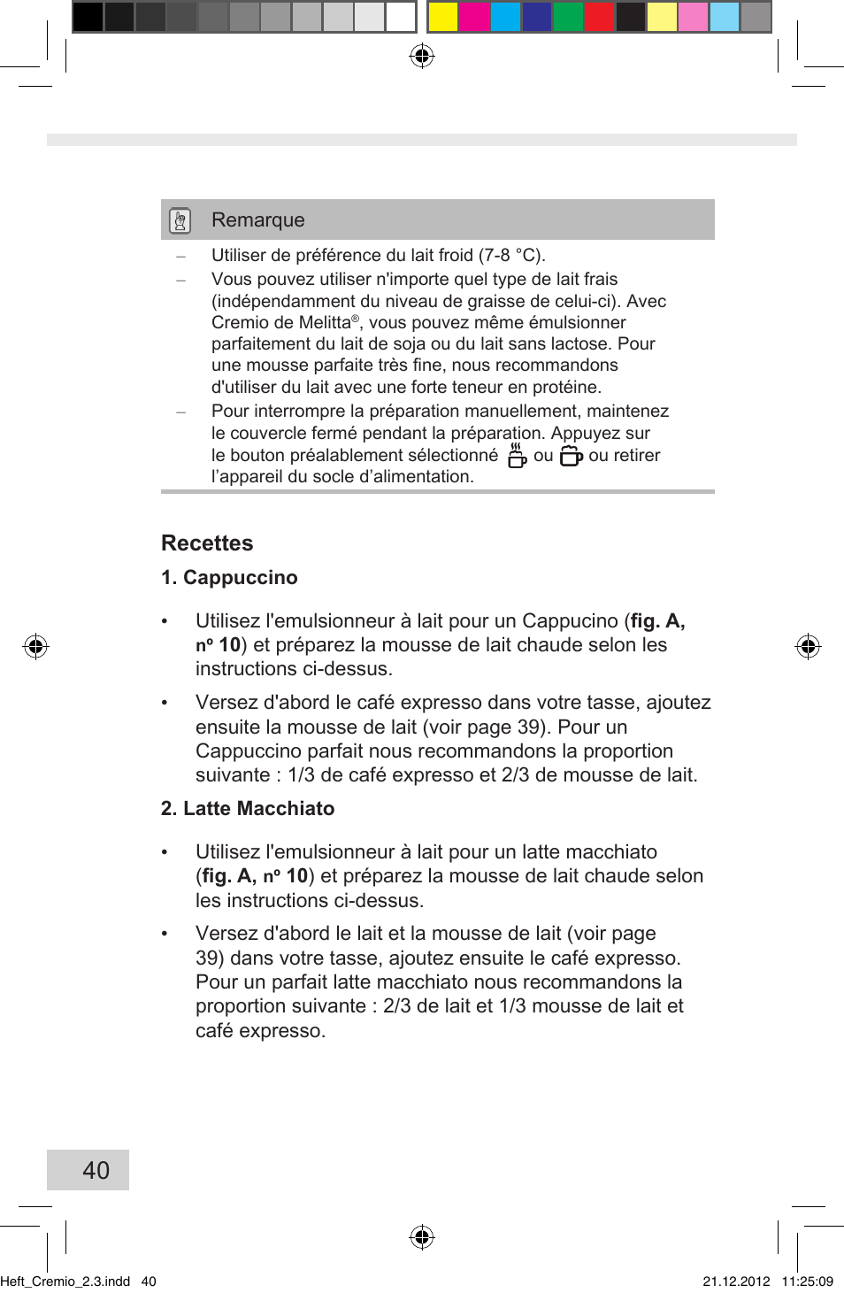 Recettes | Melitta Cremio User Manual | Page 42 / 172