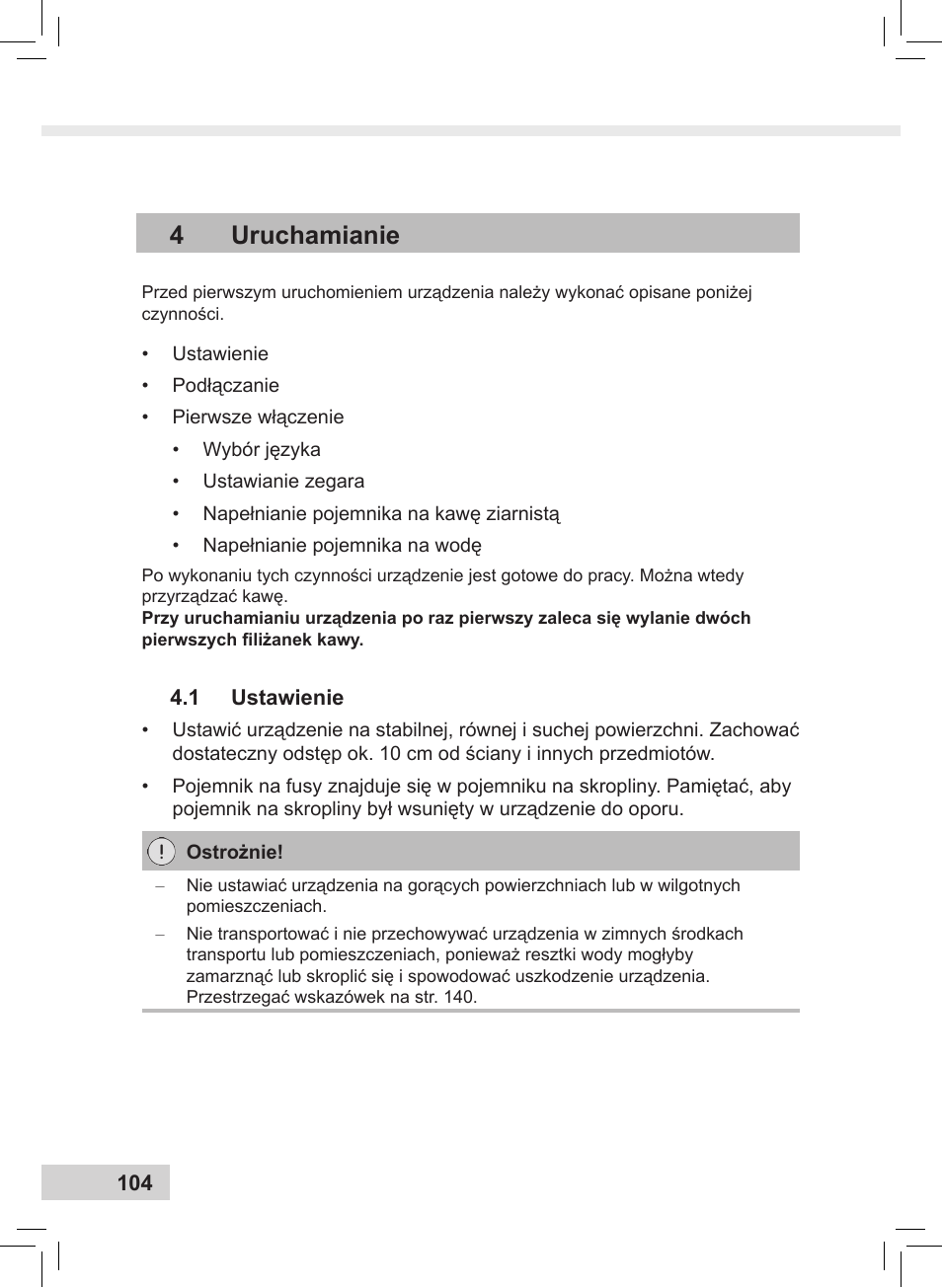 4uruchamianie | Melitta Caffeo CI User Manual | Page 106 / 240