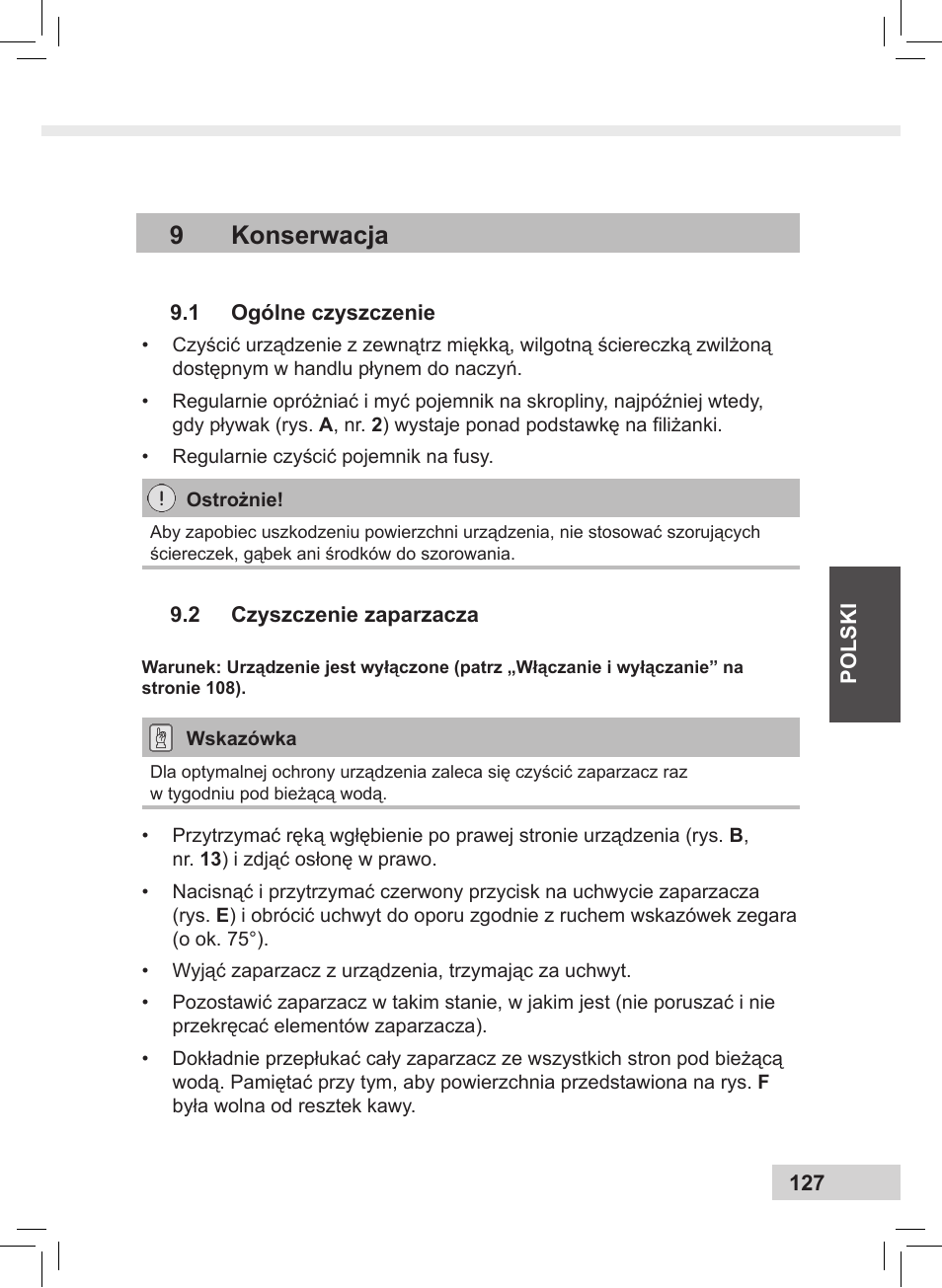 9konserwacja | Melitta Caffeo CI User Manual | Page 129 / 240