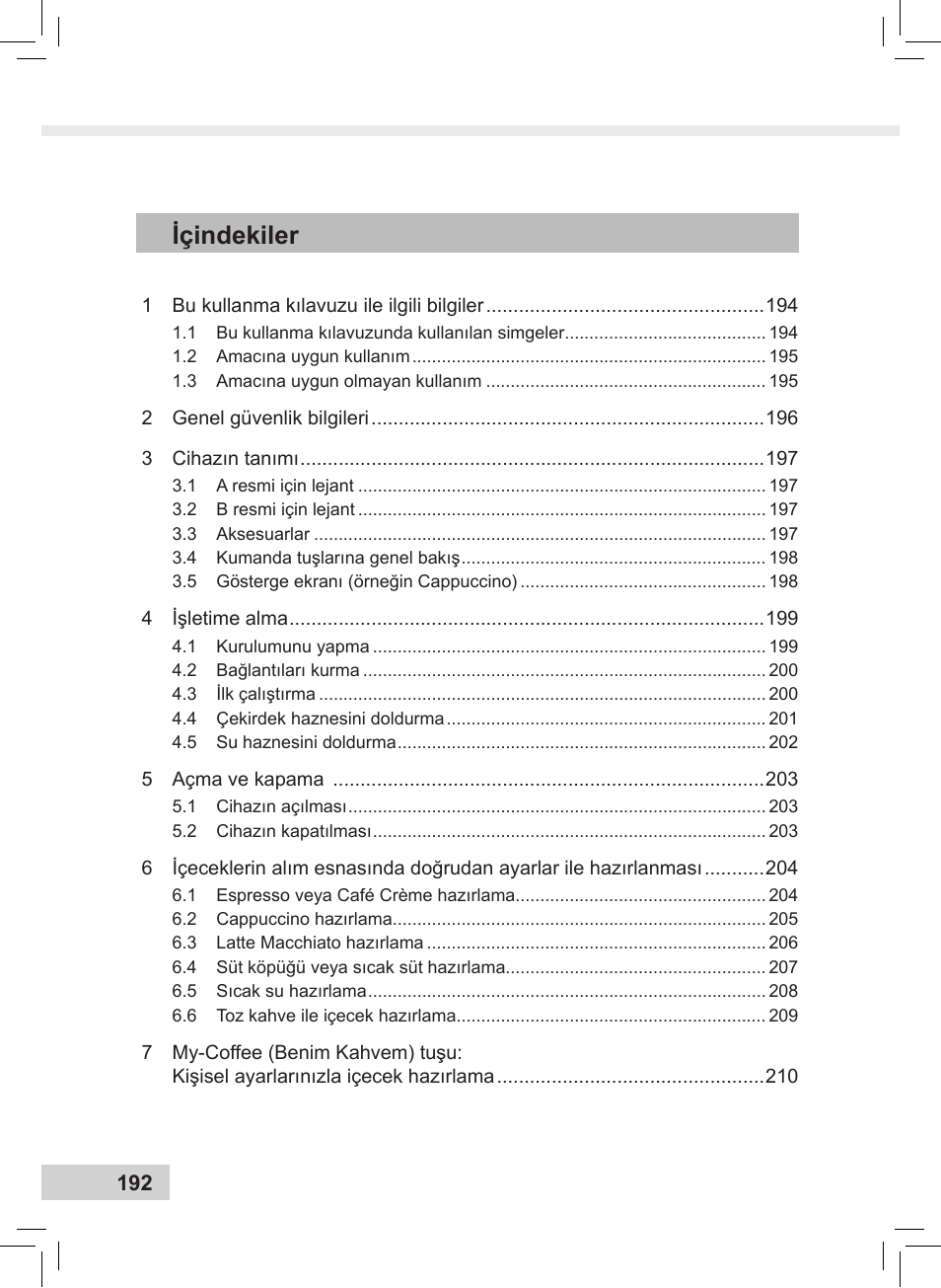 Içindekiler | Melitta Caffeo CI User Manual | Page 194 / 240