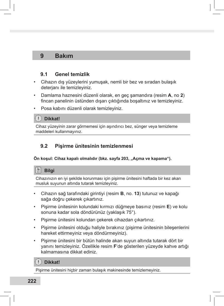 9bakım | Melitta Caffeo CI User Manual | Page 224 / 240