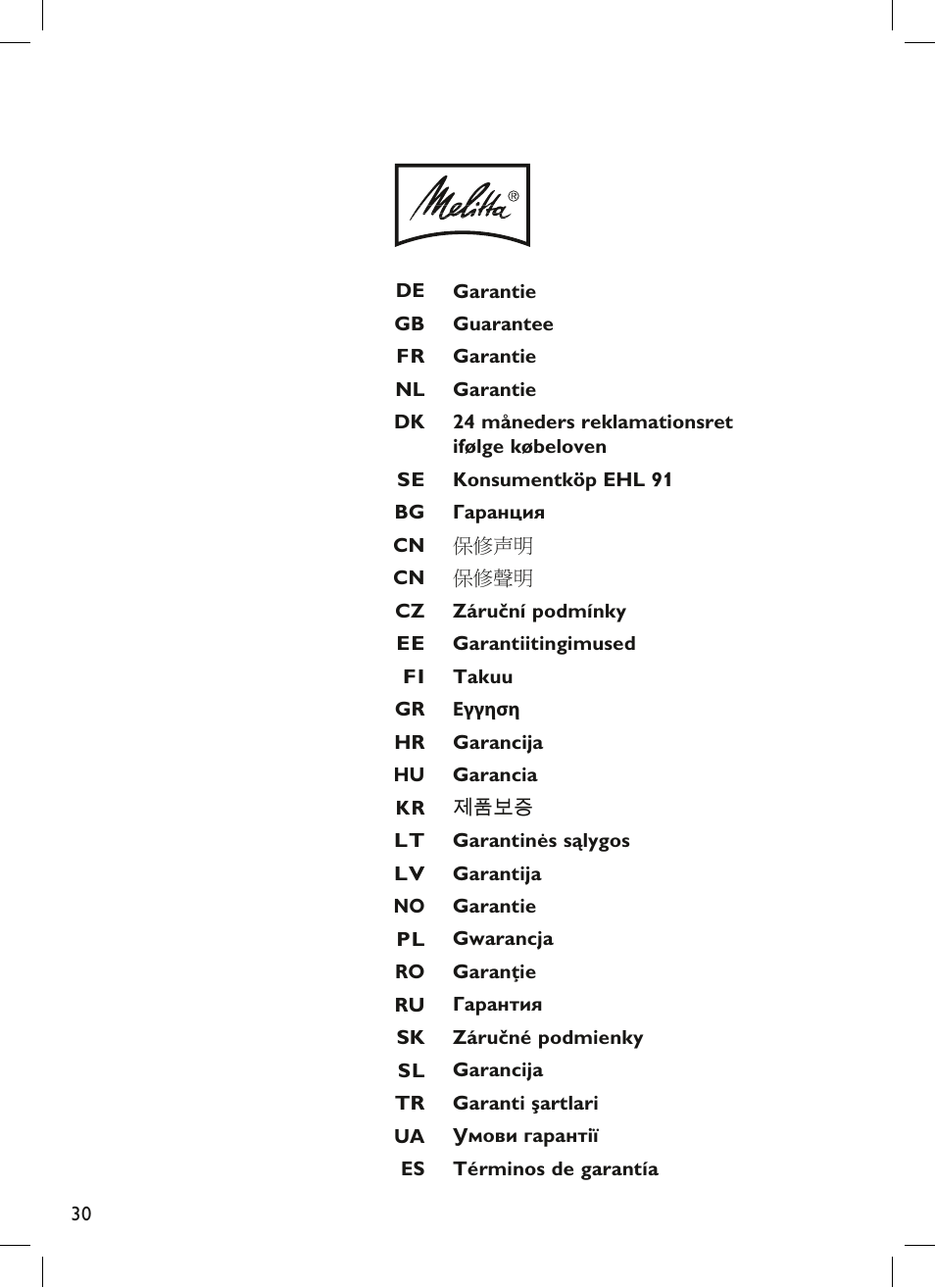 Melitta Look therm User Manual | Page 30 / 44