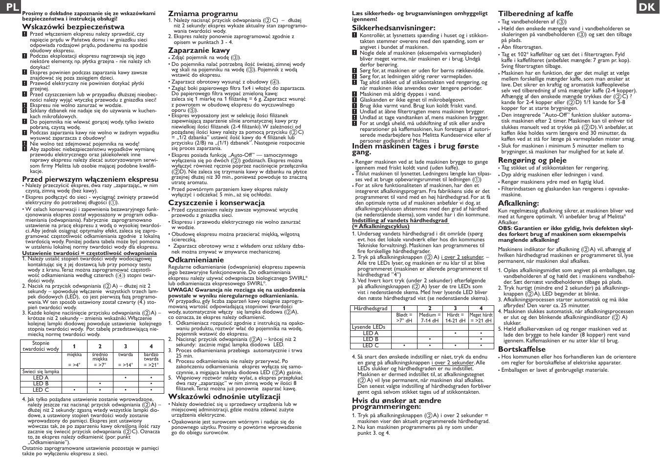 Pl dk | Melitta Optima User Manual | Page 6 / 15
