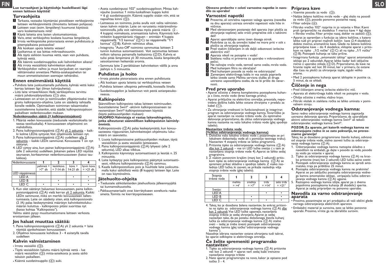 Fin slo | Melitta Optima User Manual | Page 8 / 15