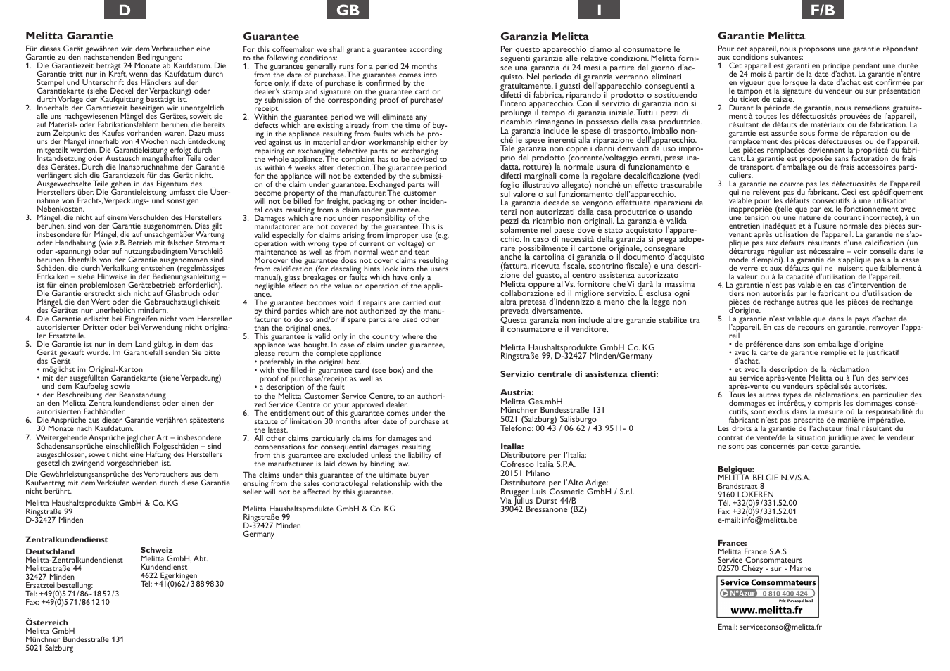 If/b | Melitta Optima Therm User Manual | Page 12 / 16