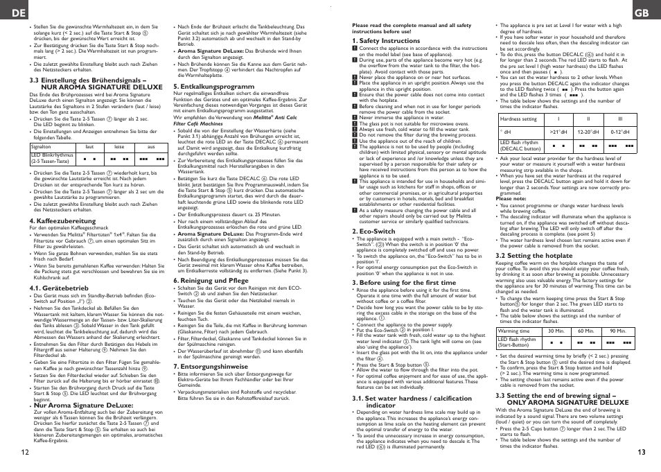 Melitta Aroma Signature deluxe User Manual | Page 7 / 19