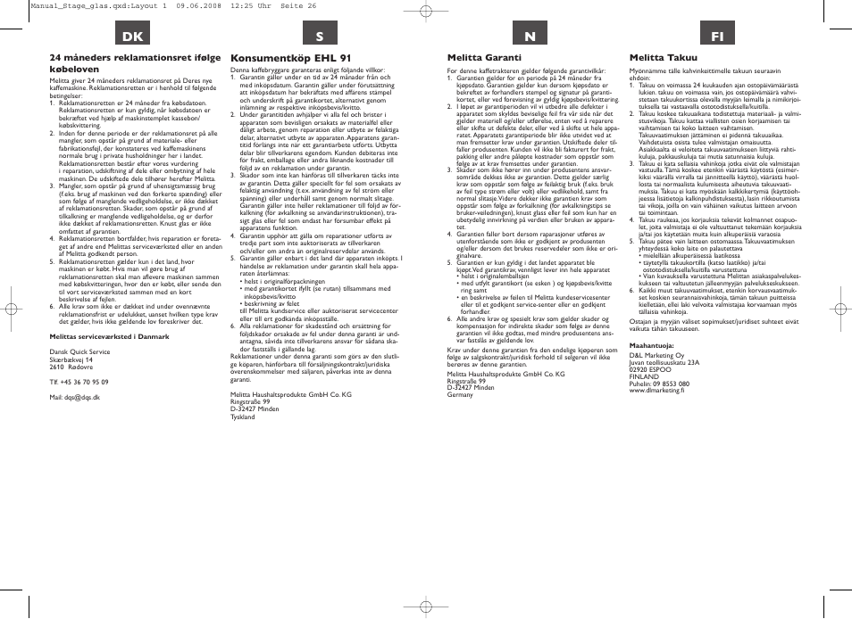 Dk s, Konsumentköp ehl 91 | Melitta Stage User Manual | Page 13 / 16
