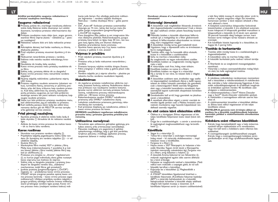 Lt hu | Melitta Stage User Manual | Page 7 / 16