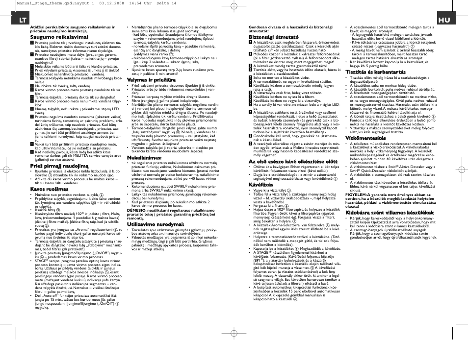 Lt hu | Melitta Stage therm User Manual | Page 7 / 16
