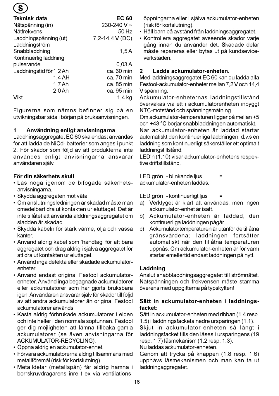 Festool EC 60 User Manual | Page 16 / 38