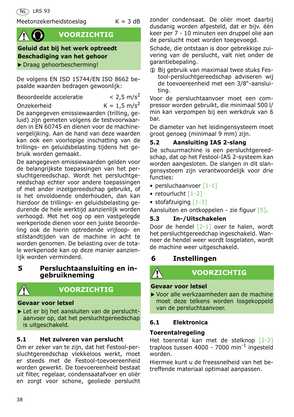 Festool LRS 93 G User Manual | Page 38 / 84