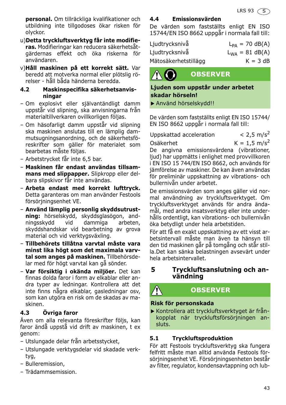 Festool LRS 93 G User Manual | Page 43 / 84