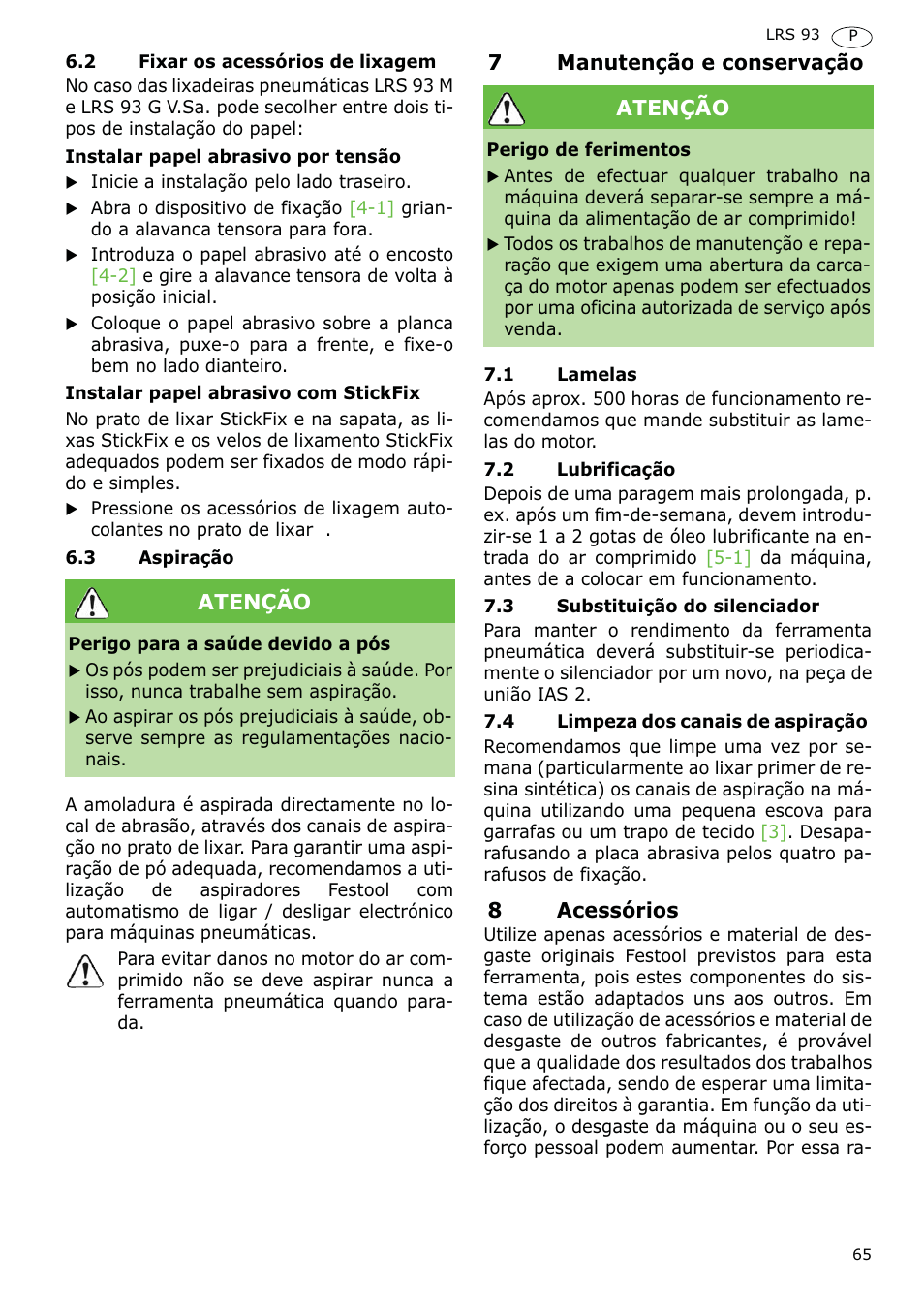 Festool LRS 93 G User Manual | Page 65 / 84