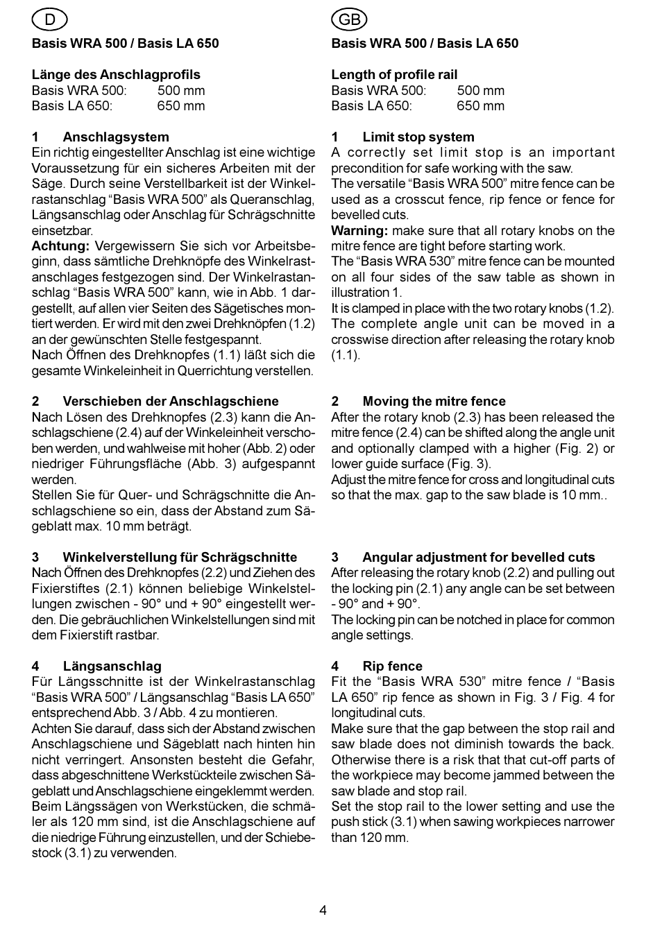 Festool Basis WRA 500 User Manual | Page 4 / 14