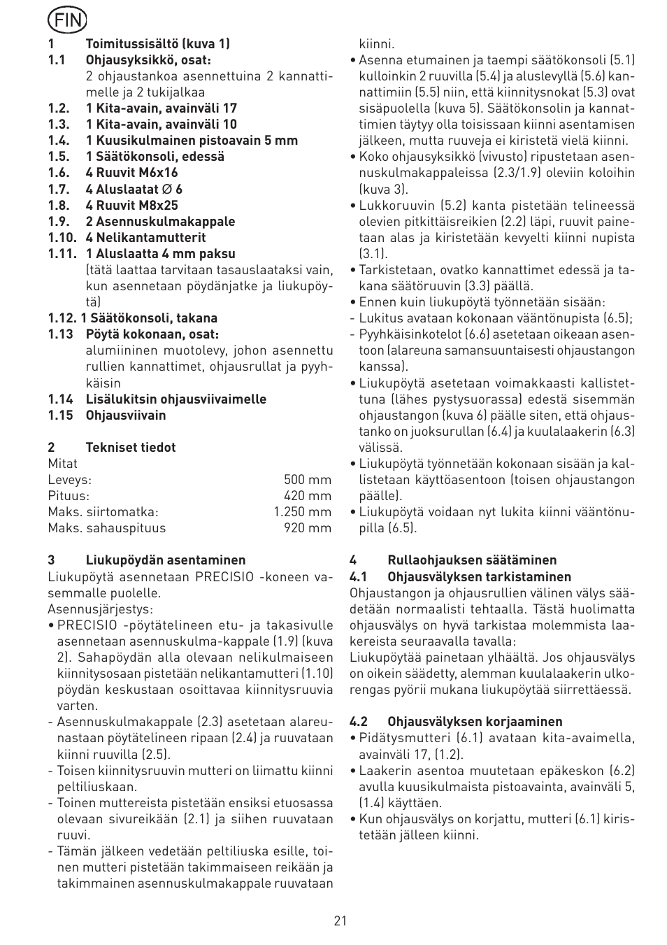 Festool CS 70 st accessories PRECISIO User Manual | Page 21 / 38