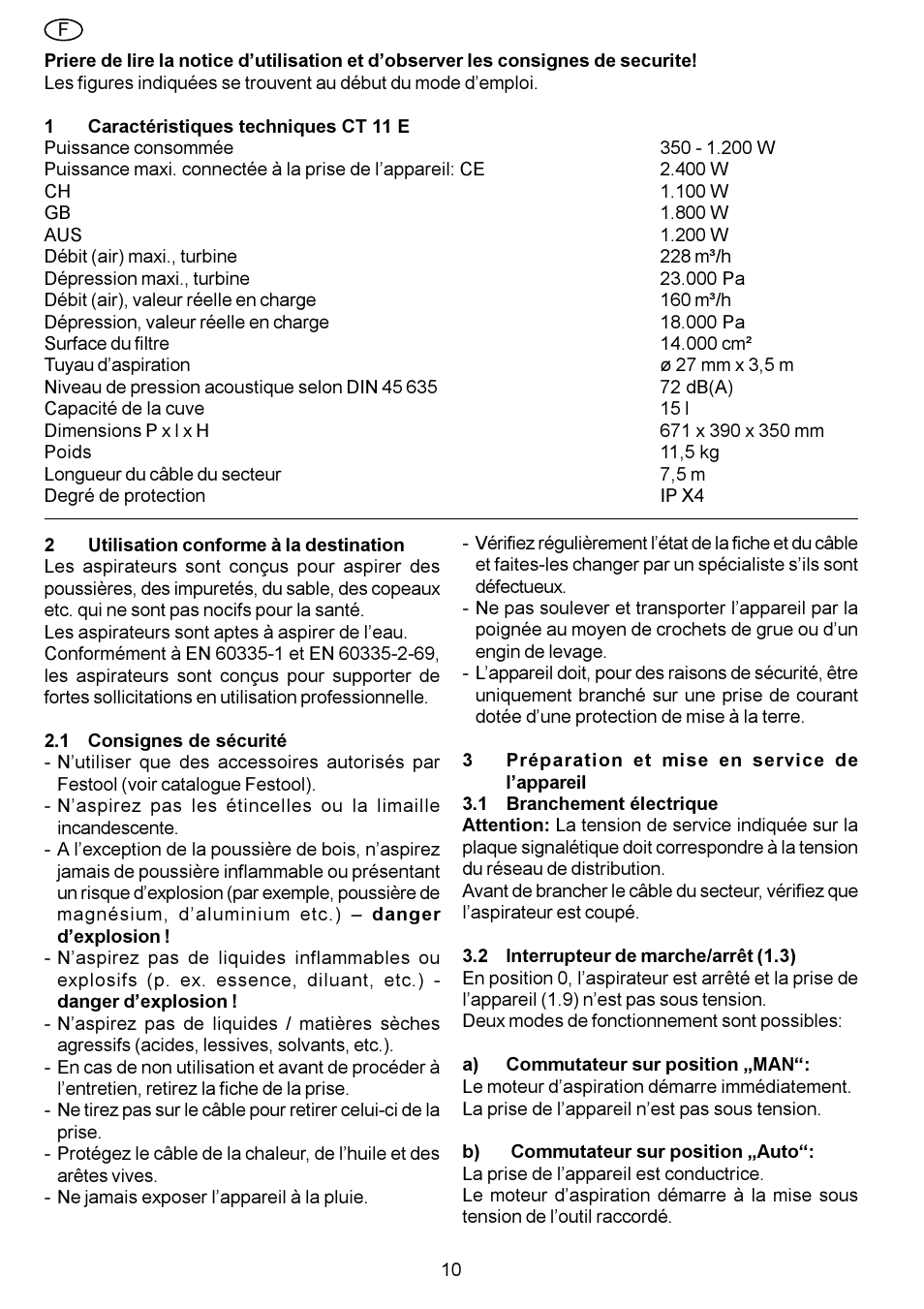 Festool CT 11 E User Manual | Page 10 / 54