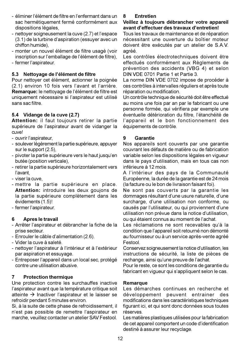 Festool CT 11 E User Manual | Page 12 / 54