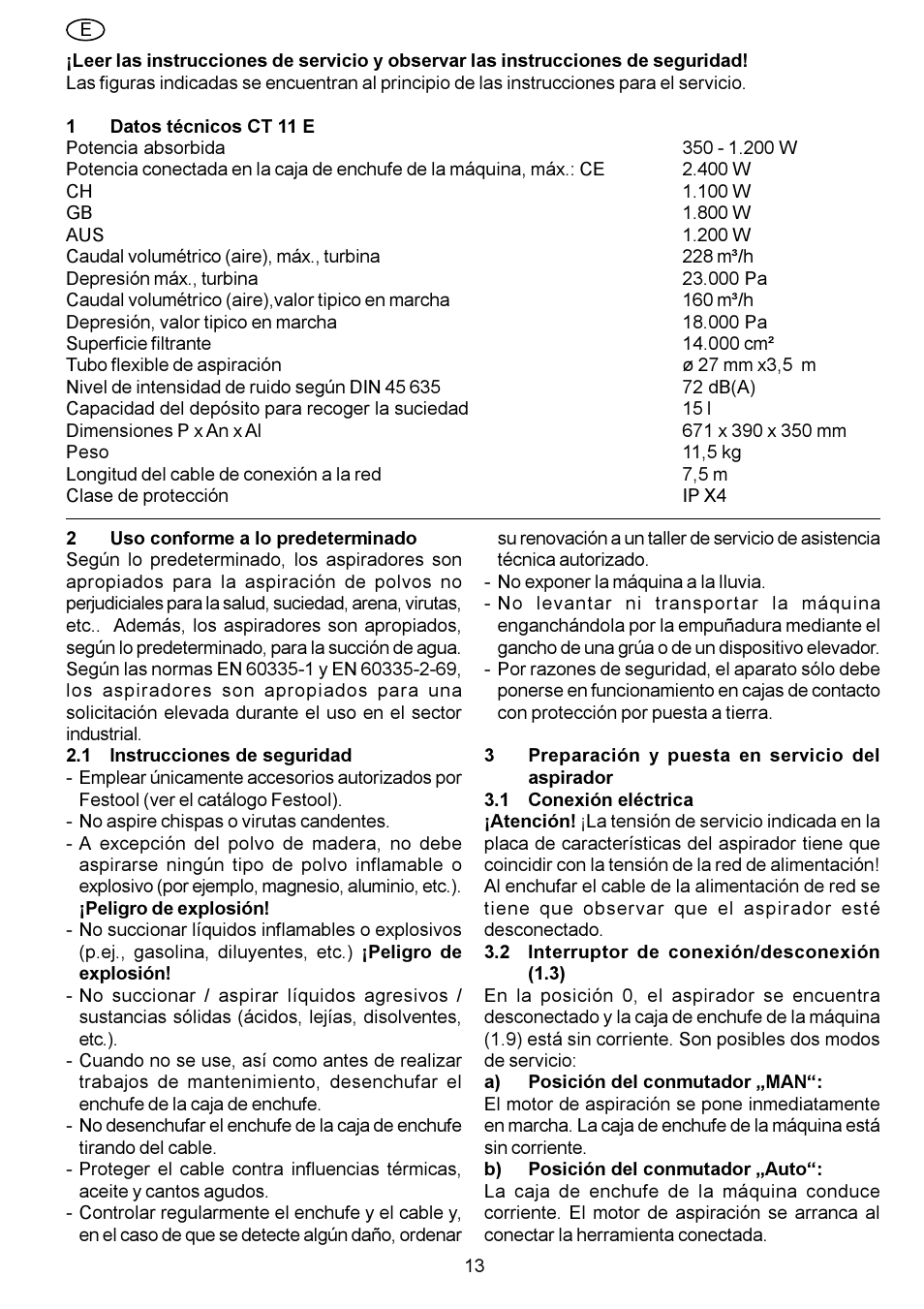 Festool CT 11 E User Manual | Page 13 / 54