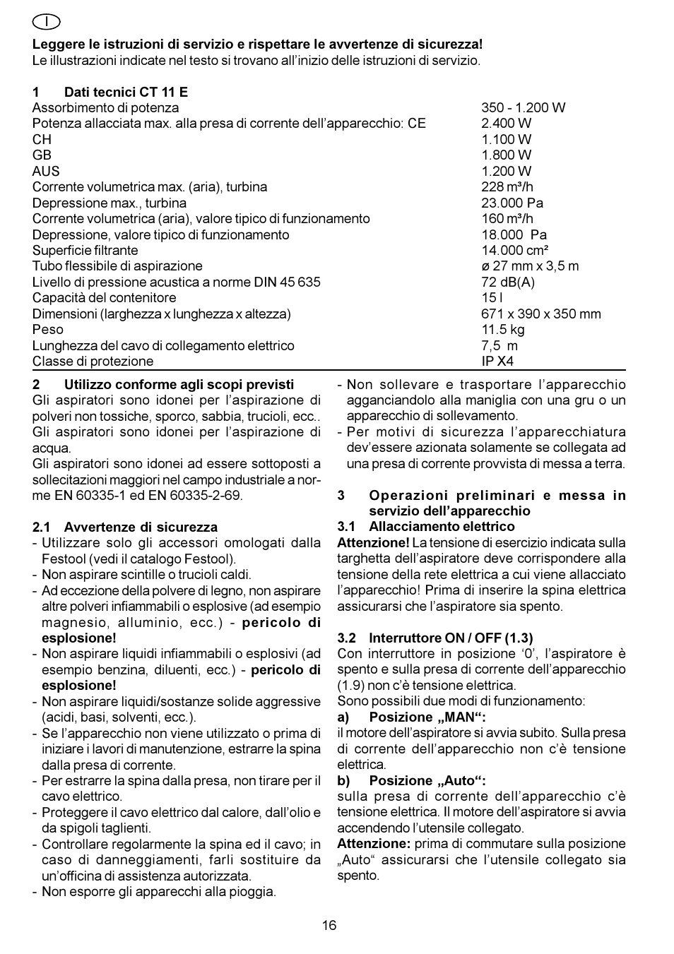 Festool CT 11 E User Manual | Page 16 / 54