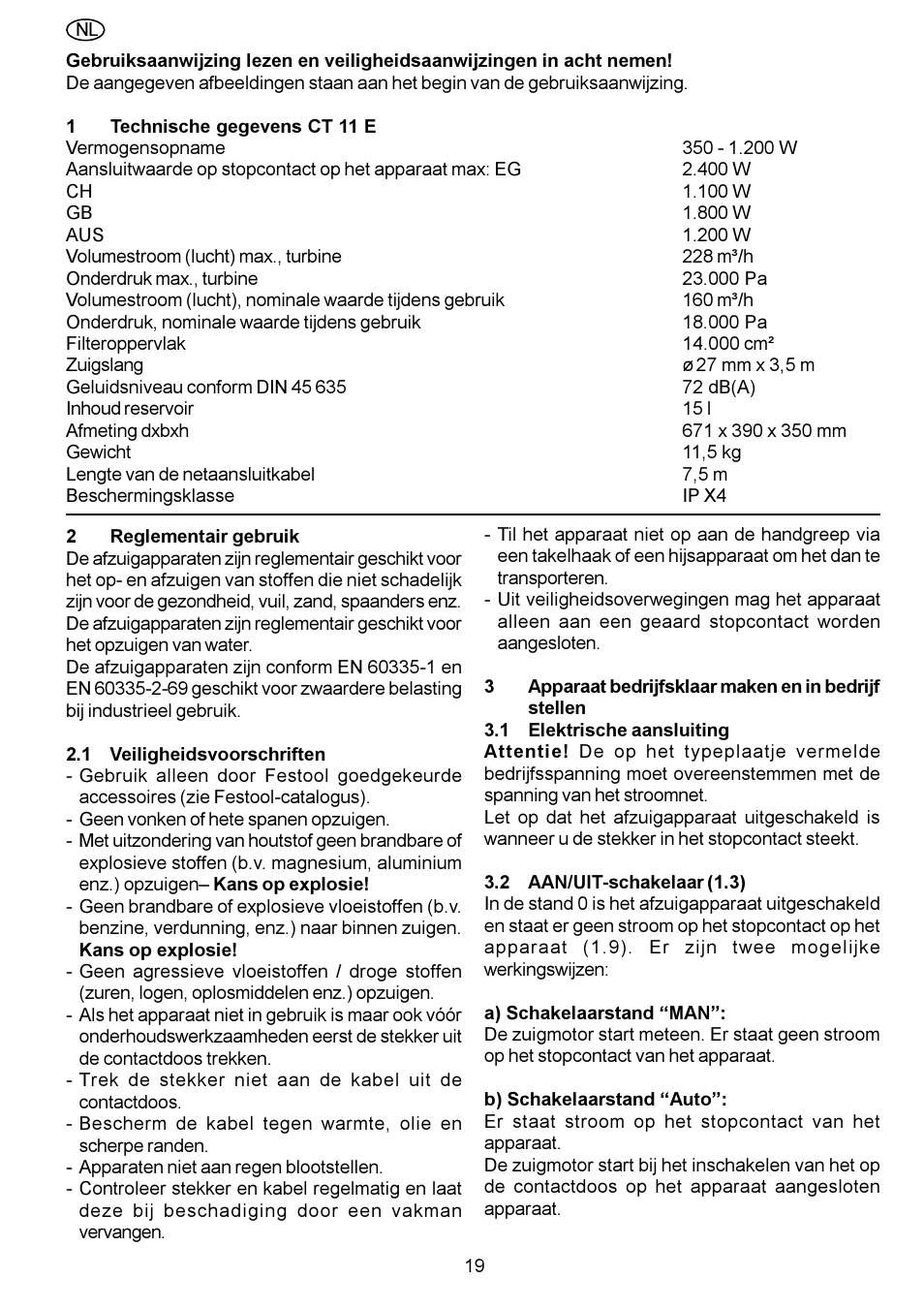 Festool CT 11 E User Manual | Page 19 / 54