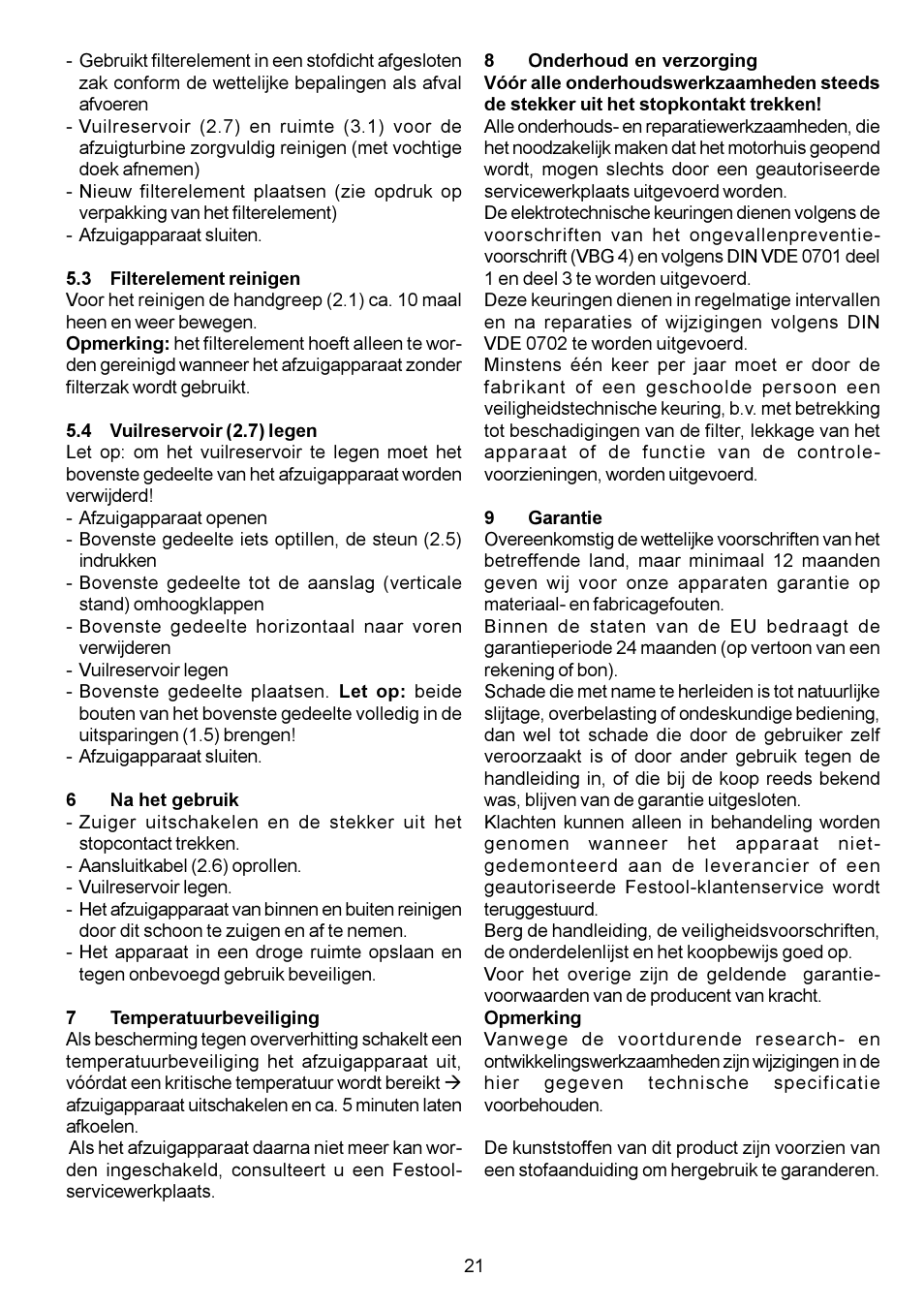 Festool CT 11 E User Manual | Page 21 / 54