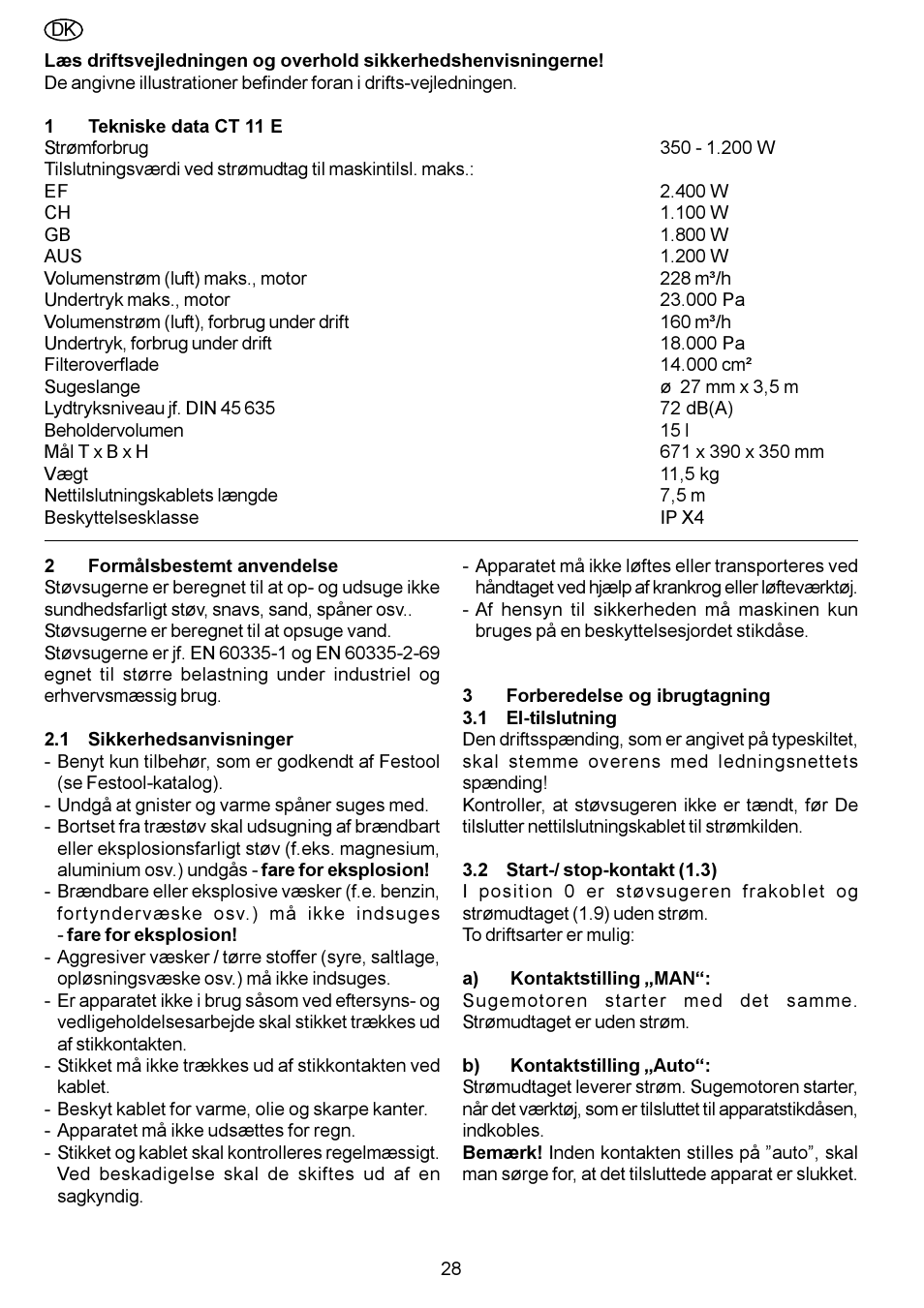 Festool CT 11 E User Manual | Page 28 / 54