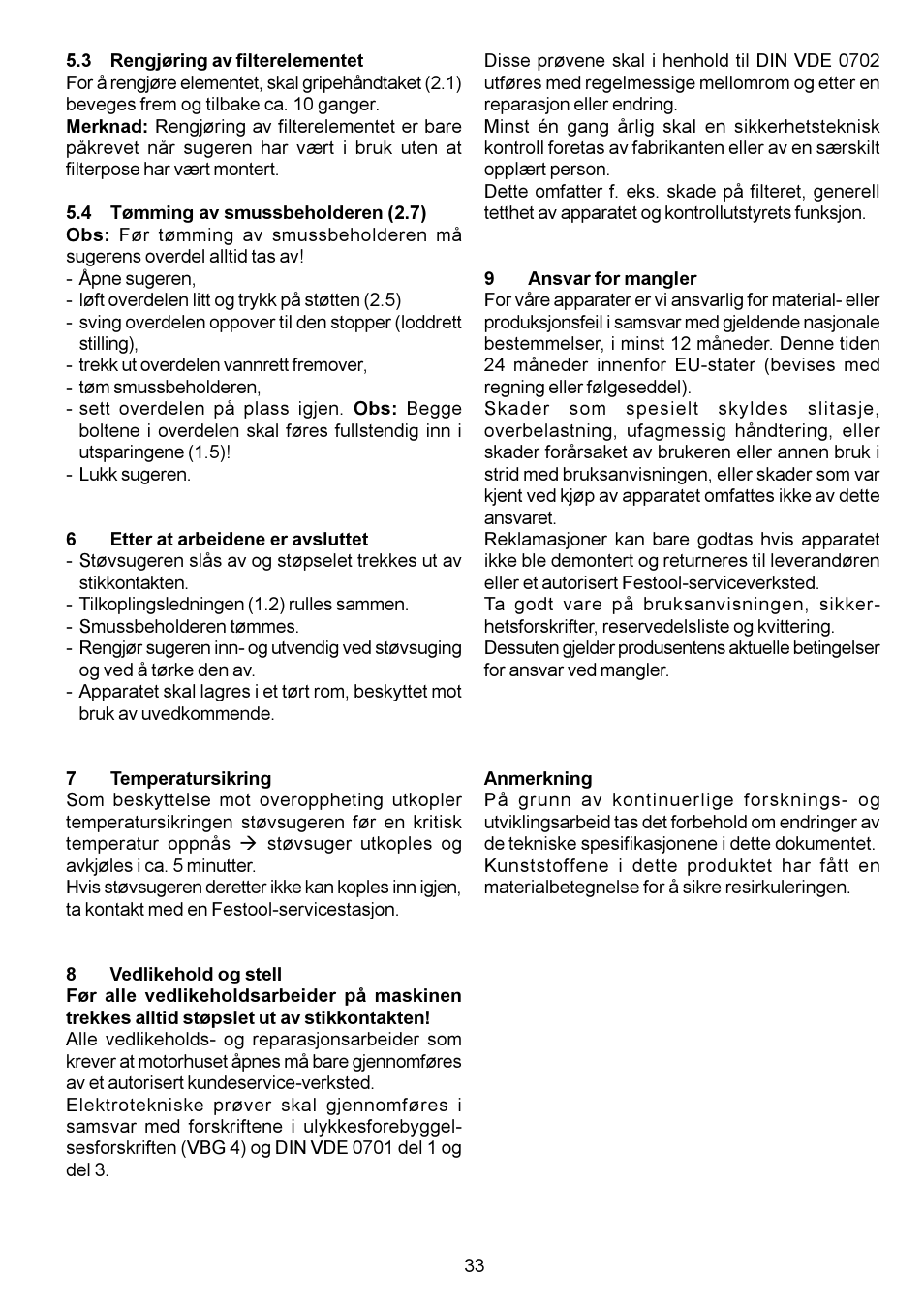 Festool CT 11 E User Manual | Page 33 / 54