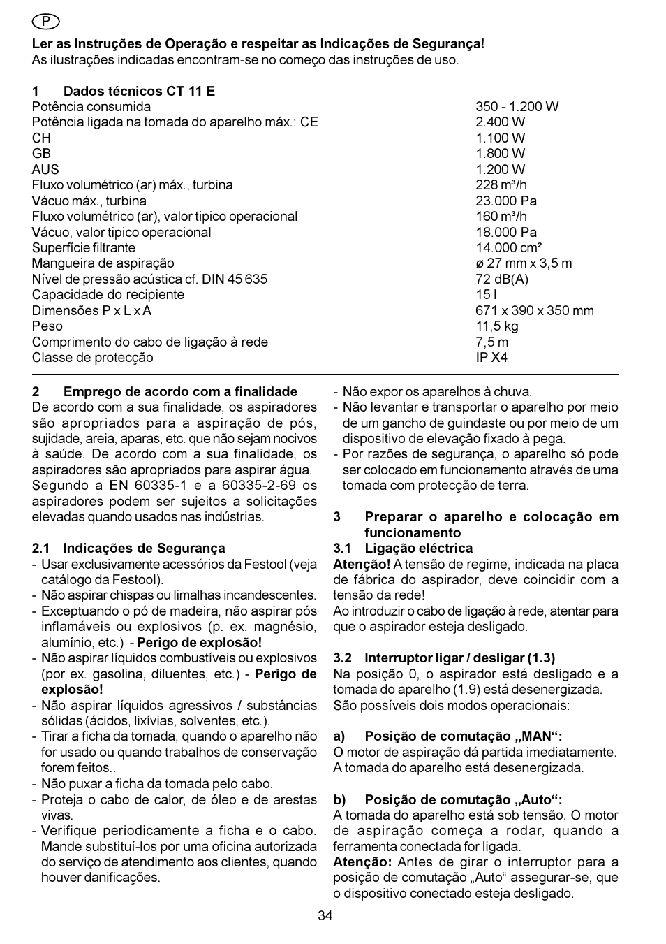 Festool CT 11 E User Manual | Page 34 / 54