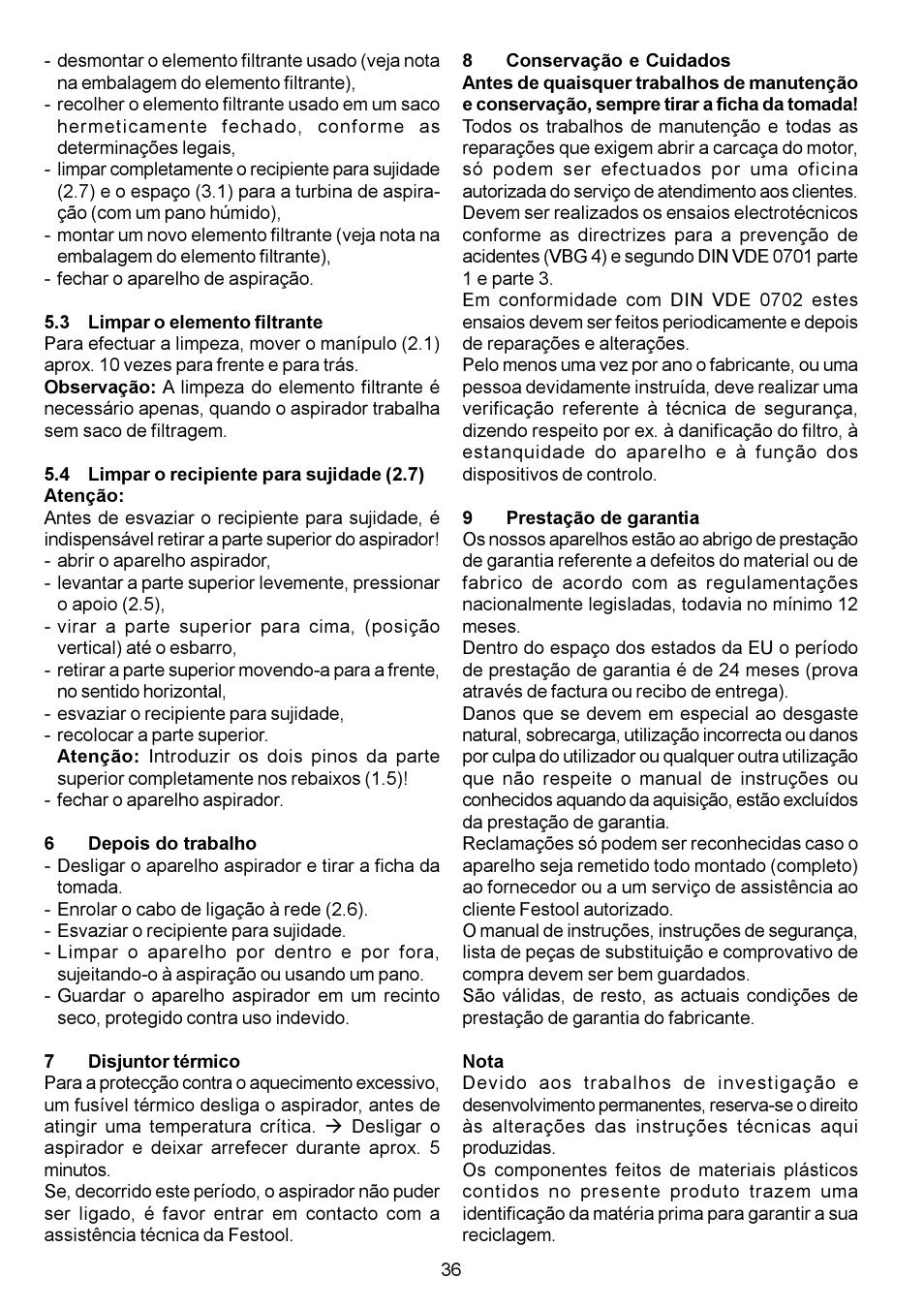 Festool CT 11 E User Manual | Page 36 / 54
