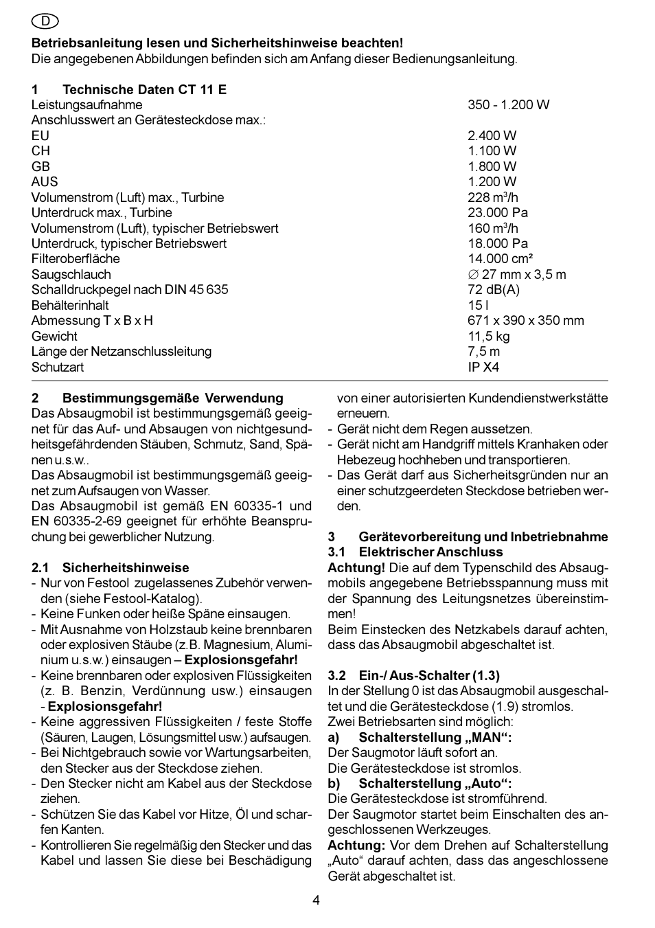Festool CT 11 E User Manual | Page 4 / 54