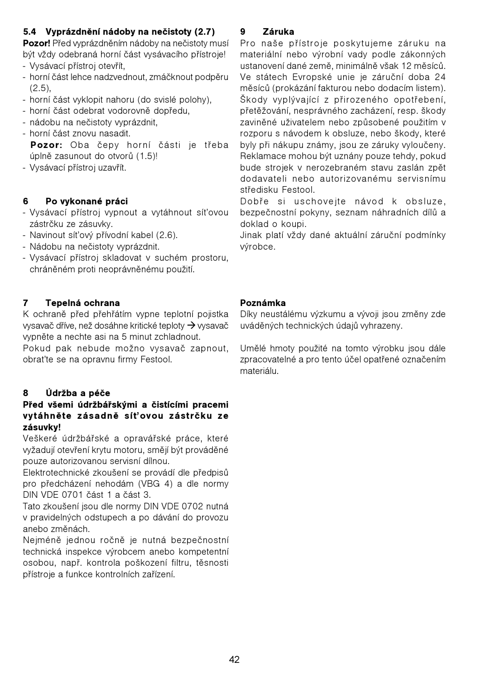 Festool CT 11 E User Manual | Page 42 / 54