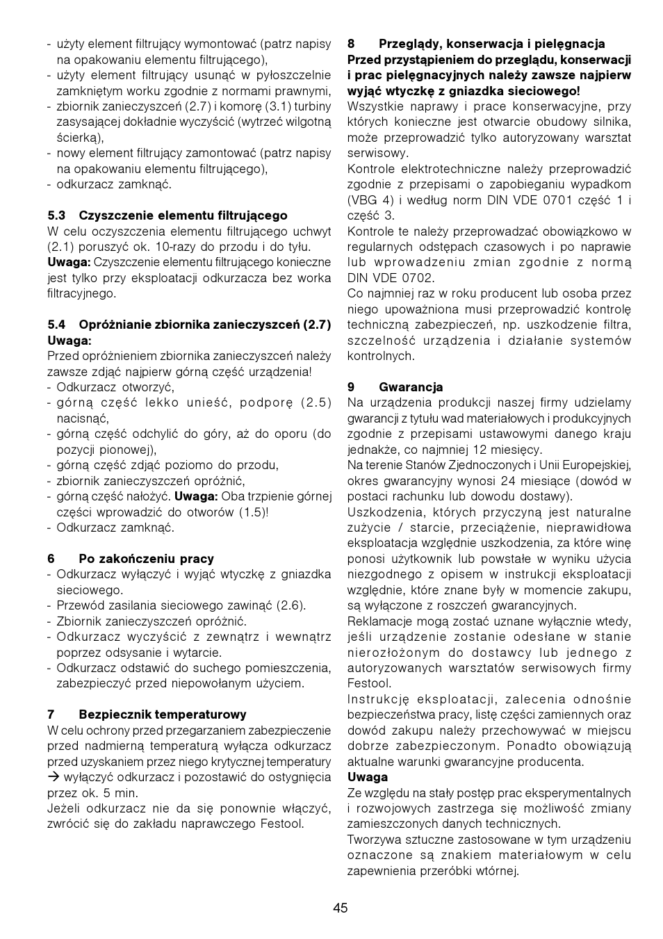 Festool CT 11 E User Manual | Page 45 / 54