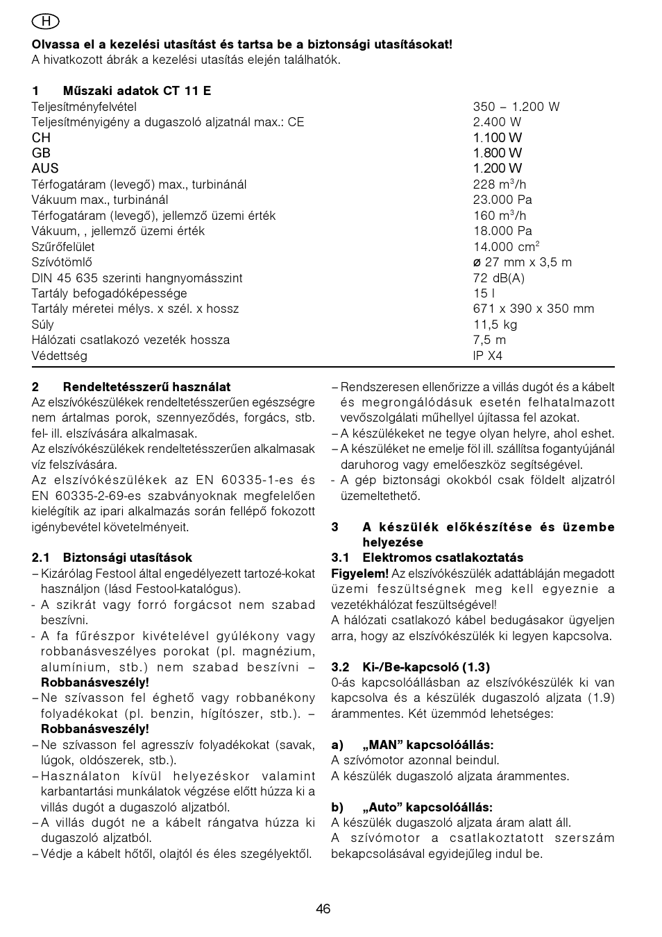 Festool CT 11 E User Manual | Page 46 / 54