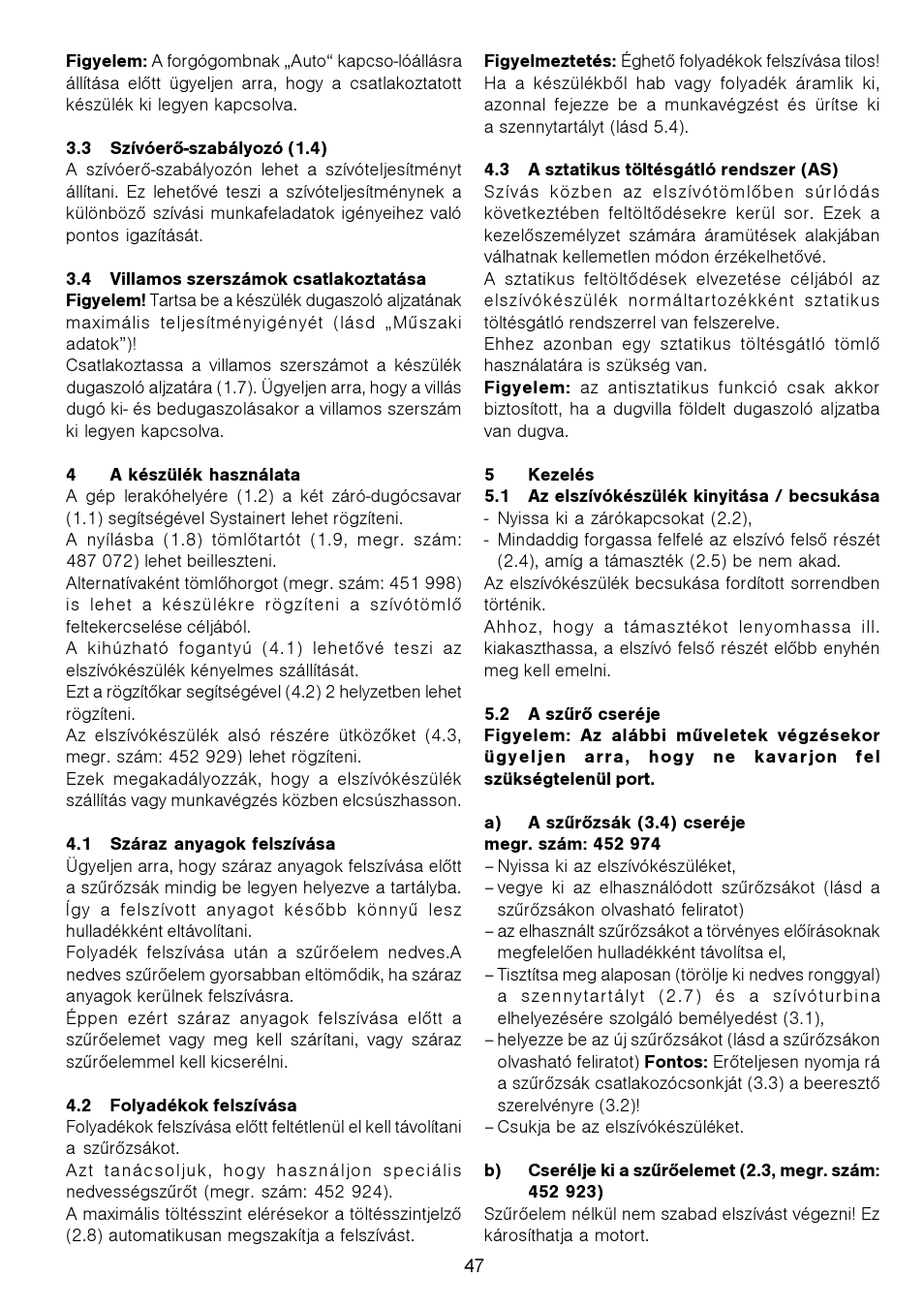 Festool CT 11 E User Manual | Page 47 / 54