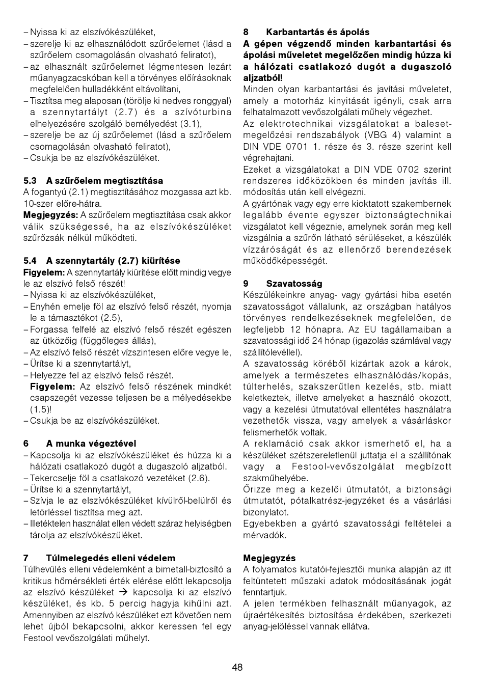 Festool CT 11 E User Manual | Page 48 / 54