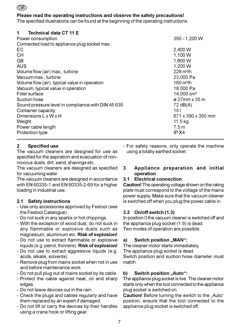 Festool CT 11 E User Manual | Page 7 / 54