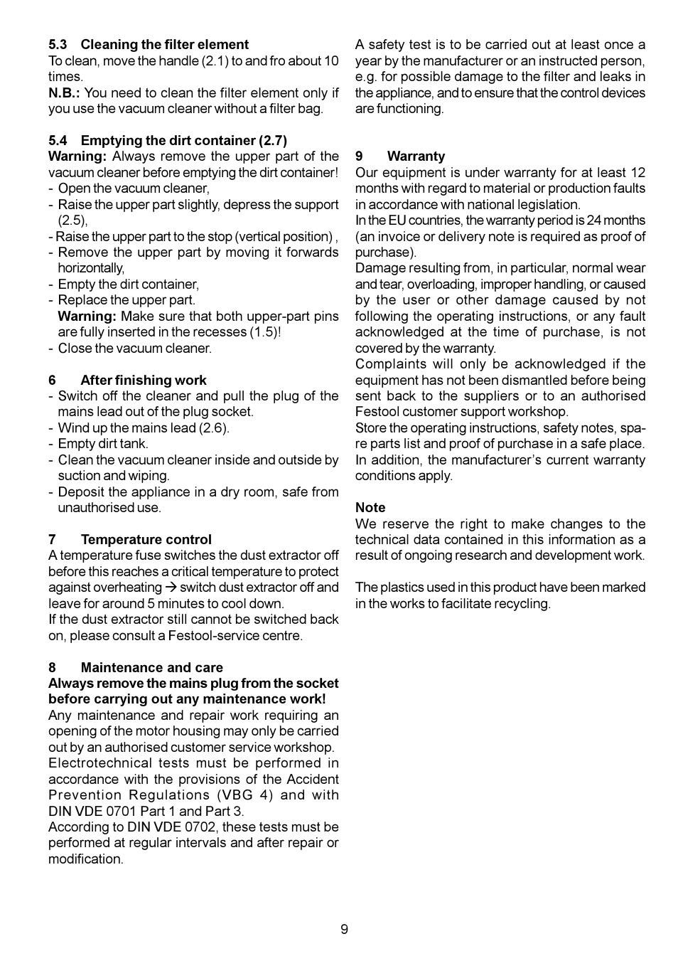 Festool CT 11 E User Manual | Page 9 / 54