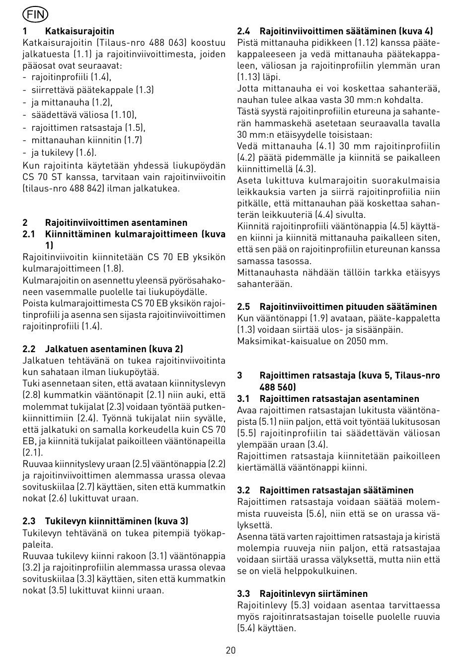 Festool CS 70 ka accessories PRECISIO User Manual | Page 20 / 38