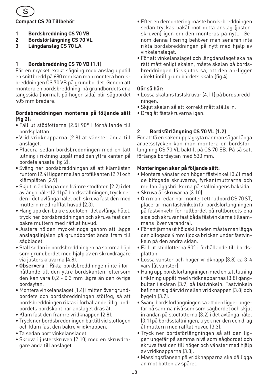 Festool CS 70 vl accessories PRECISIO User Manual | Page 18 / 38