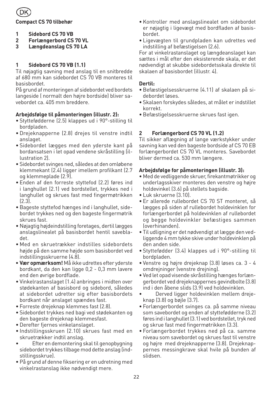 Festool CS 70 vl accessories PRECISIO User Manual | Page 22 / 38