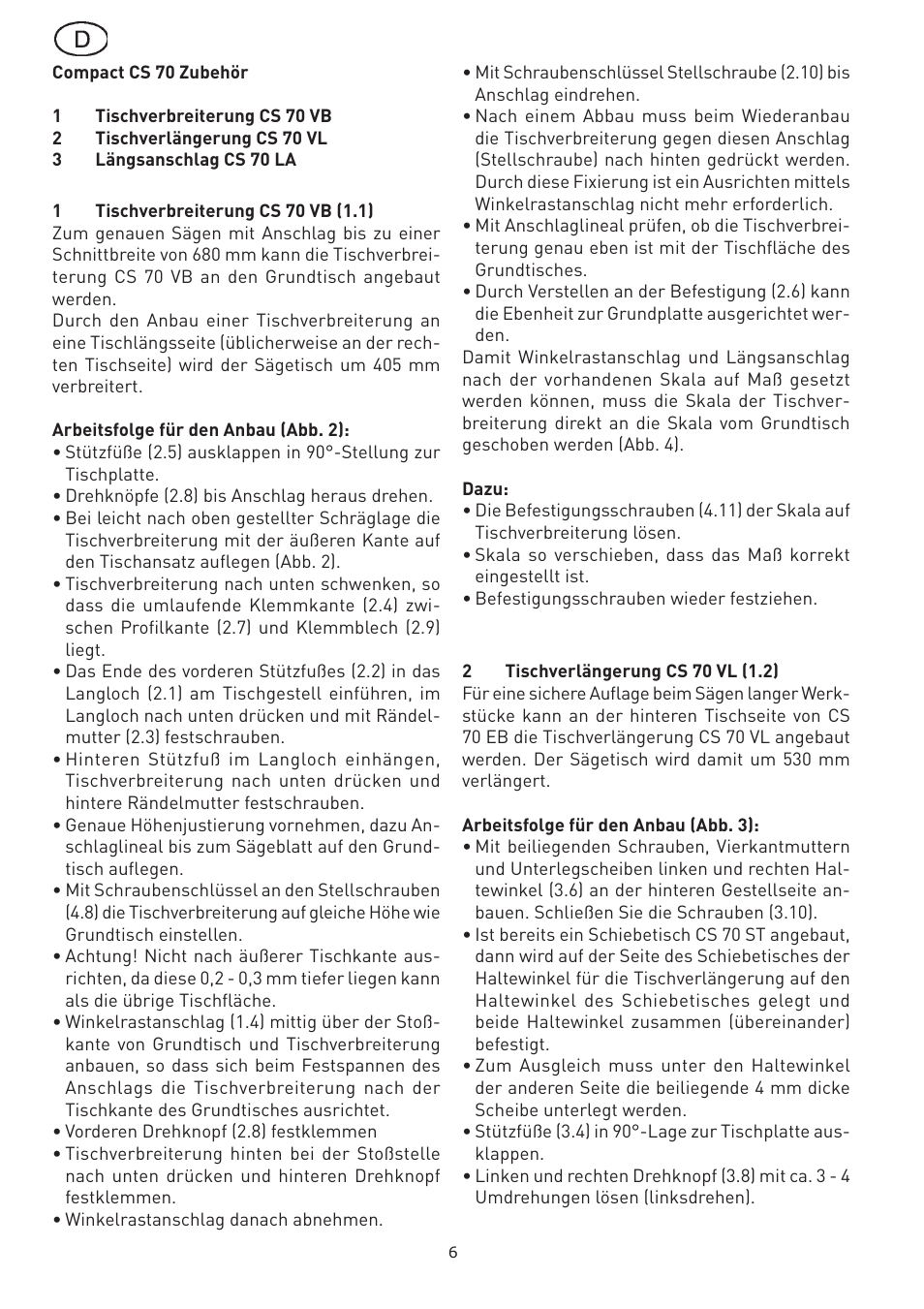 Festool CS 70 vl accessories PRECISIO User Manual | Page 6 / 38