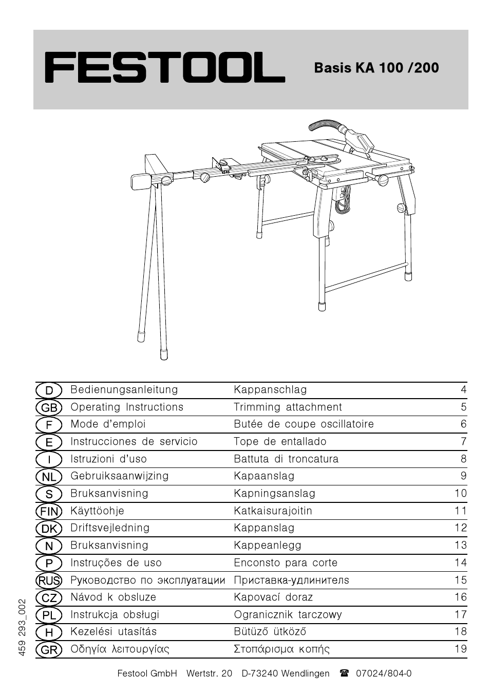 Festool Basis KA 100-200 User Manual | 22 pages