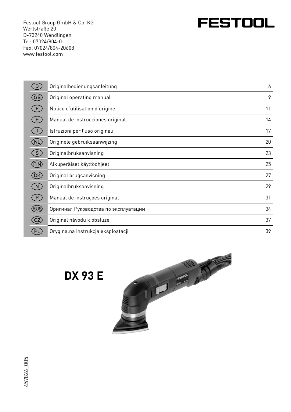 Festool DX 93 E User Manual | 41 pages