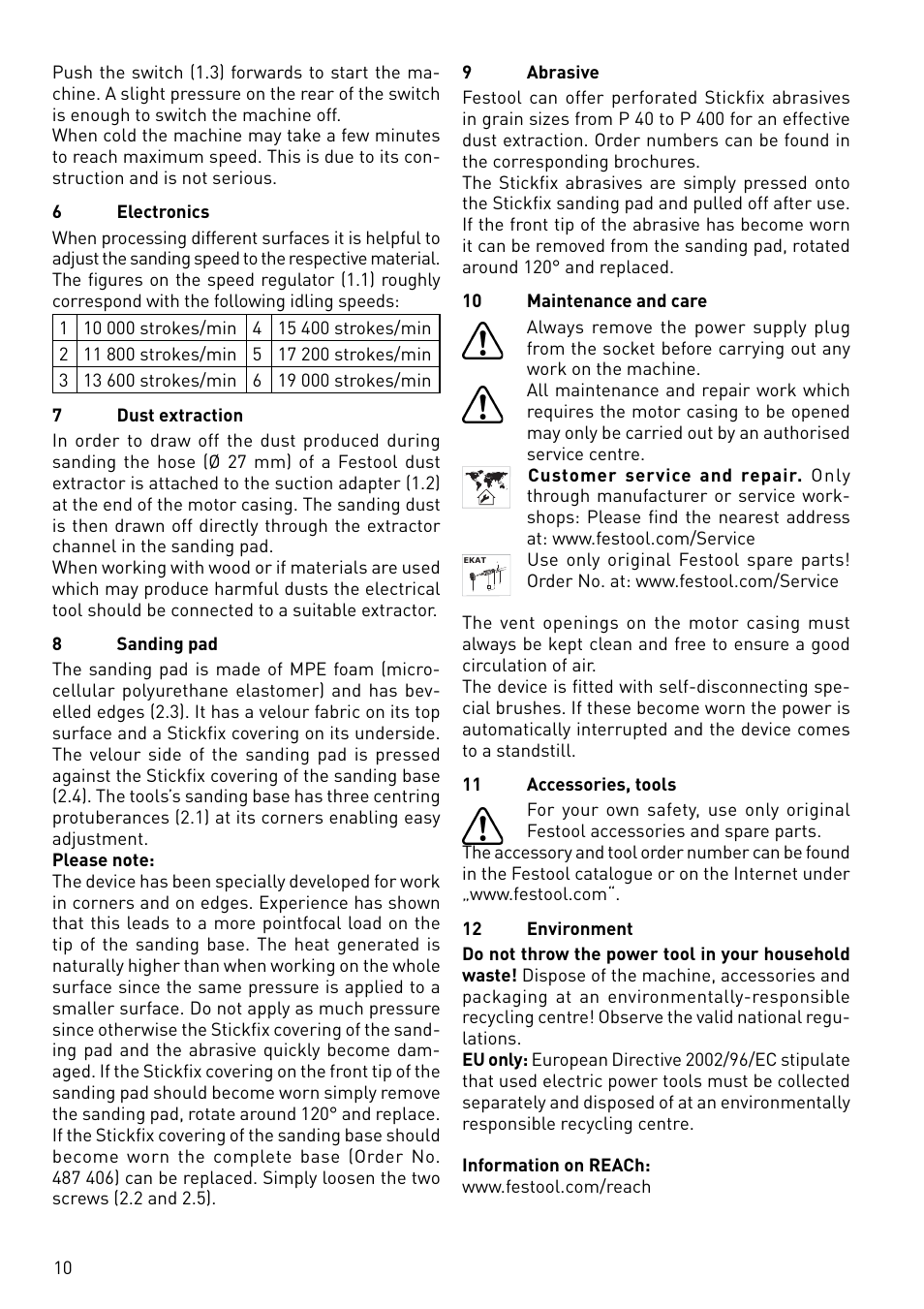 Festool DX 93 E User Manual | Page 10 / 41