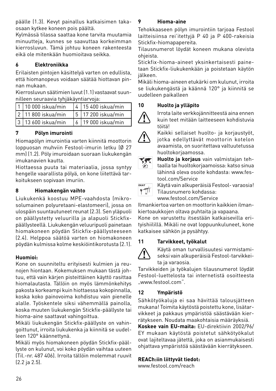 Festool DX 93 E User Manual | Page 26 / 41
